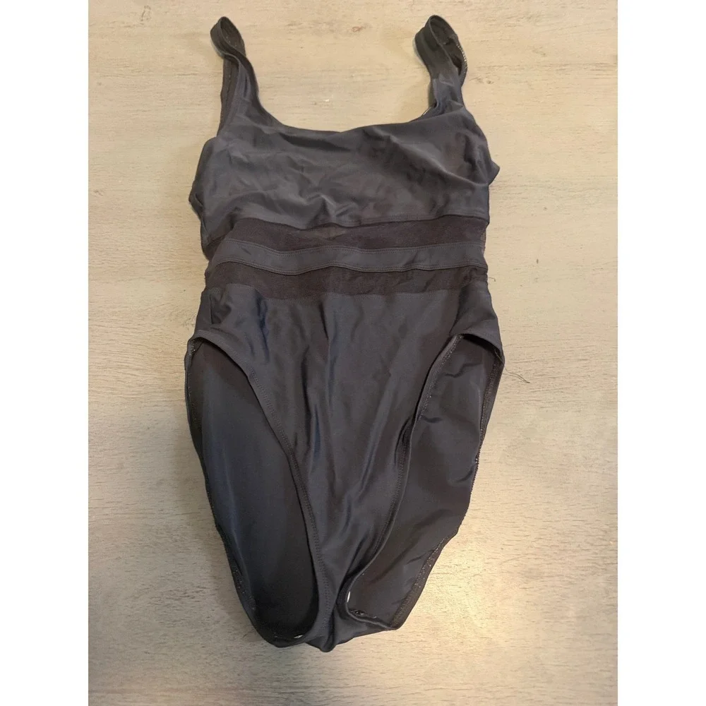 Anne Cole Collection Black One Piece Swimsuit Mesh Illusion Size 10 75129C5